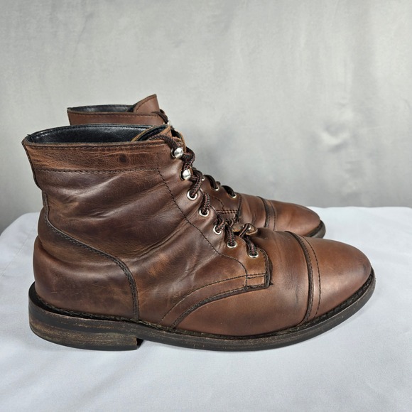 Thursday Boot Co Captain Boots Mens 10.5 Wide Brown Leather Cap Toe Lace Up